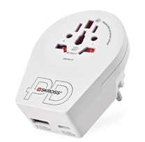Cestovn� univerz�lny adapt�r pre cudzincov do strednej Eur�py, 1�USB-C, 1�USB-A