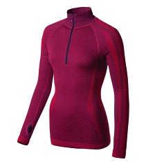 Bez�vov� merino rol�k so zipsom X-COMPACT MERINO, Tm. Malina